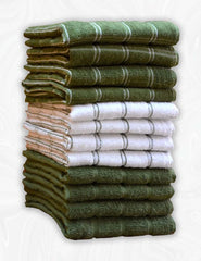 Home Labels Classic Kitchen Towel 12 Pack, 15 x 25 Inches, 100% Ring Spun Cotton Super Soft and Absorbent Linen Dish Towels, Tea Bar Set (Green)