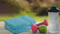 Home Labels 8 Pack Bath Towel Set Aqua for Kitchen and Bath - Premium 600 GSM 100% Ring-Spun Cotton 2 Bath Towels, 2 Hand Towels & 4 Washcloths - Quick Dry - Highly Absorbent - Perfect for Daily Use