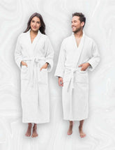 Home Labels Bathrobe for Women | White Cotton Bath Robes | Terry Cloth Robes for Women | Towel Bathrobe | Lightweight Plush Long Bathrobe | Elegant Style Spa Robes Unisex Large | Medium