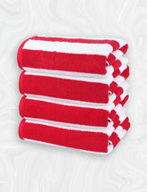 HomeLabels Luxury Premium Quality Cabana Beach Towels – Pack of 4 Cabana Stripe Pool Towels (30 x 60 Inches) Multi Purpose Towels with High Absorbency, Red