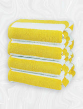 HomeLabels Luxury Premium Quality Cabana Beach Towels – Pack of 4 Cabana Stripe Pool Towels (30 x 60 Inches) Multi Purpose Towels with High Absorbency, Yellow
