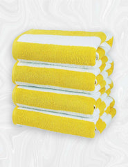 HomeLabels Luxury Premium Quality Cabana Beach Towels – Pack of 4 Cabana Stripe Pool Towels (30 x 60 Inches) Multi Purpose Towels with High Absorbency, Yellow