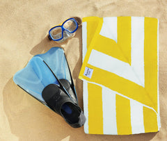 HomeLabels Luxury Premium Quality Cabana Beach Towels – Pack of 4 Cabana Stripe Pool Towels (30 x 60 Inches) Multi Purpose Towels with High Absorbency, Yellow