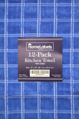 Home Labels Classic Kitchen Towel 12 Pack, 15 x 25 Inches, 100% Ring Spun Cotton Super Soft and Absorbent Linen Dish Towels, Tea Bar Set (Blue)