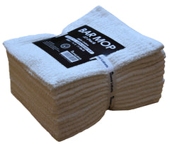 Home Labels Kitchen Bar Mops Towels, Pack of 12 Towels - 16 x 19 Inches, 100% Cotton Super Absorbent White Bar Towels, Multi-Purpose Cleaning Towels for Home and Kitchen Bars