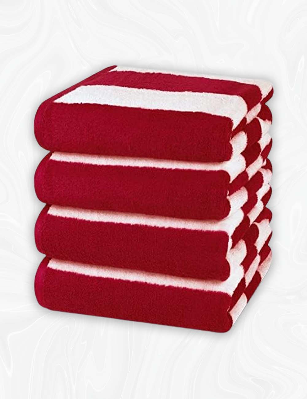 HomeLabels Luxury Premium Quality Cabana Beach Towels – Pack of 4 Cabana Stripe Pool Towels (30 x 60 Inches) Multi Purpose Towels with High Absorbency, Red
