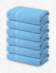 Home Labels Cotton Soft Spa Bath Towels, Ultra Soft Bath Towel, Home Gym Spa Hotel, Ideal for Daily use Highly Absorbent Hotel spa Bathroom Towel Collection | 24x48 Inch | Pack of 6 Blue