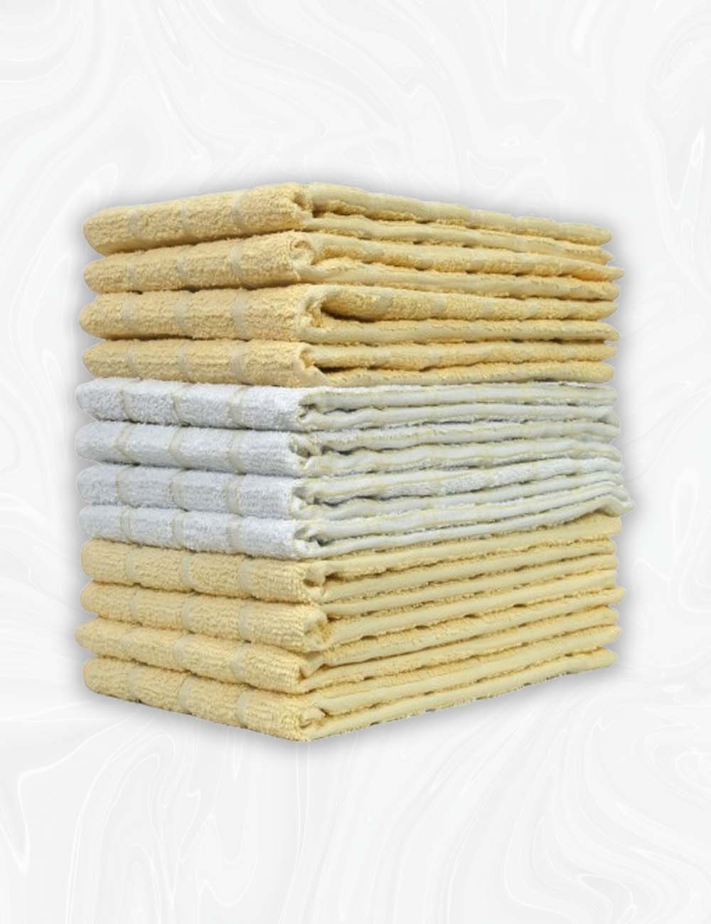 Home Labels Classic Kitchen Towel 12 Pack, 15 x 25 Inches, 100% Ring Spun Cotton Super Soft and Absorbent Linen Dish Towels, Tea Bar Set (Beige)