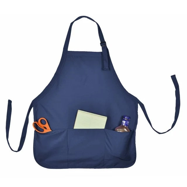 Home Labels Chef Works Unisex Three Pocket Apron - Navy Blue