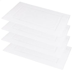 Home labels Bath Mats Bright White 4 Pack Bathroom Floor Mat Super Absorbent, Quick Dry, Double Side Shower Rug, 100% Ring Spun Cotton Bath Mat Rug 20x27 Inch.