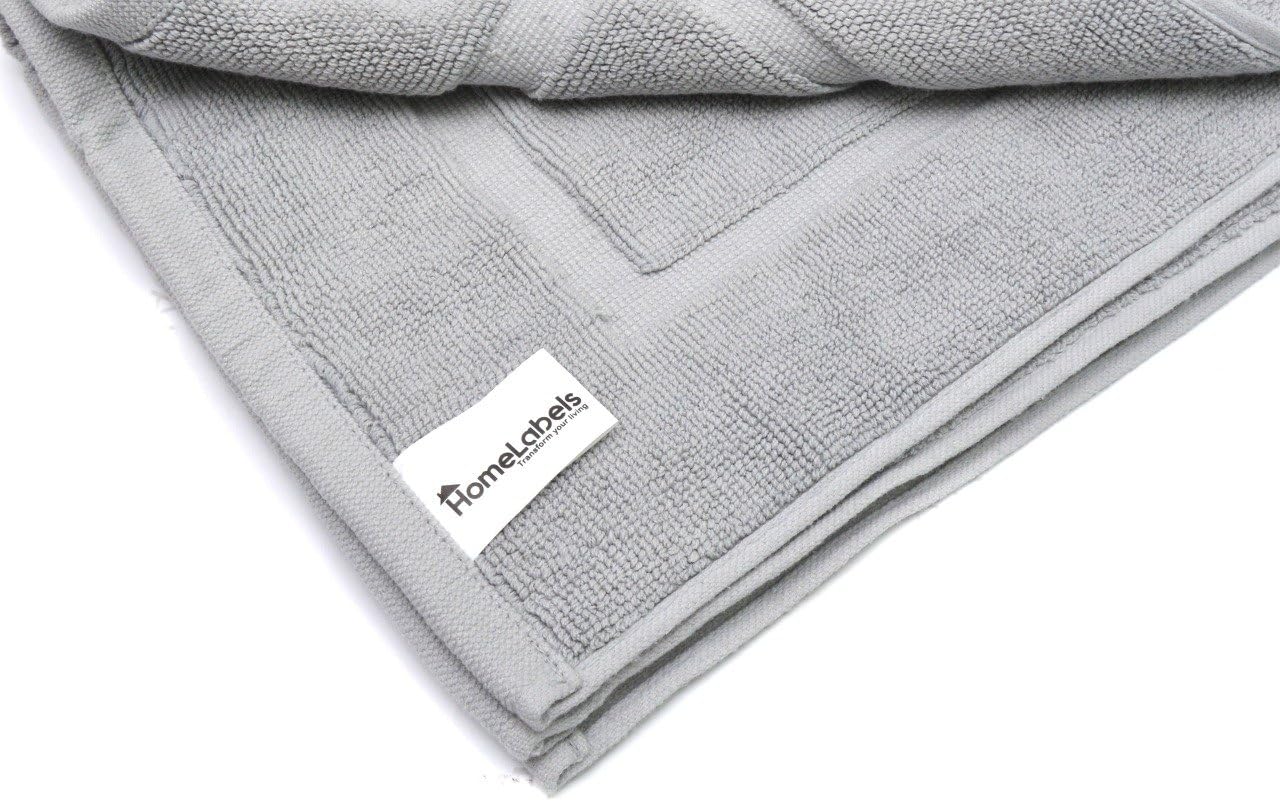 Home labels Jacquard Bath Mats Silver 2 Pack Bathroom Floor Mat Super Absorbent, Quick Dry, Double Side Shower Rug, 100% Ring Spun Cotton Bath Mat Rug 20x27 Inch.