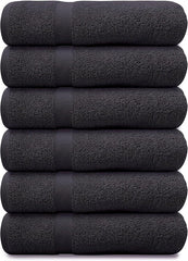 Home Labels Cotton Soft Spa Bath Towels, Ultra Soft Bath Towel, Home Gym Spa Hotel, Ideal for Daily use Highly Absorbent Hotel spa Bathroom Towel Collection | 24x48 Inch | Pack of 6 Grey