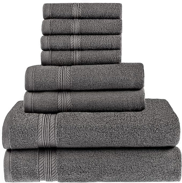 Home Labels 8 Pack Bath Towel Set Navy Blue for Kitchen and Bath - Pre