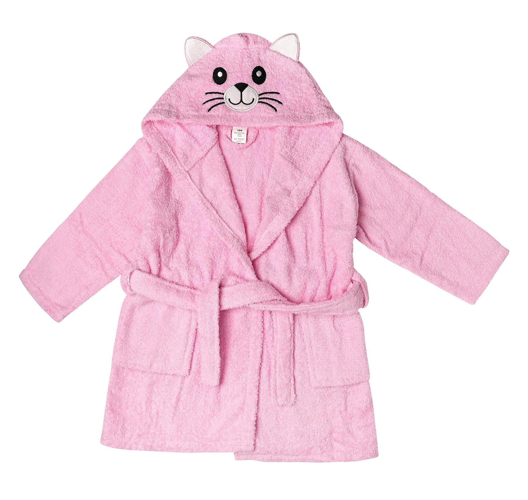 Home Labels Bathrobe for Kids | Kitten Theme Hooded Pink Cotton Bath Robes For Kids | Terry Cloth Robes for Kids | Towel Bathrobe | Lightweight Plush Long Bathrobe