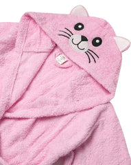 Home Labels Bathrobe for Kids | Kitten Theme Hooded Pink Cotton Bath Robes For Kids | Terry Cloth Robes for Kids | Towel Bathrobe | Lightweight Plush Long Bathrobe