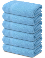 Home Labels Cotton Soft Spa Bath Towels, Ultra Soft Bath Towel, Home Gym Spa Hotel, Ideal for Daily use Highly Absorbent Hotel spa Bathroom Towel Collection | 24x48 Inch | Pack of 6 Blue
