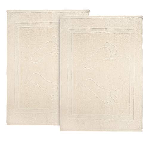 Home labels Jacquard Bath Mats Ivory 2 Pack Bathroom Floor Mat Super Absorbent, Quick Dry, Double Side Shower Rug, 100% Ring Spun Cotton Bath Mat Rug 20x27 Inch.