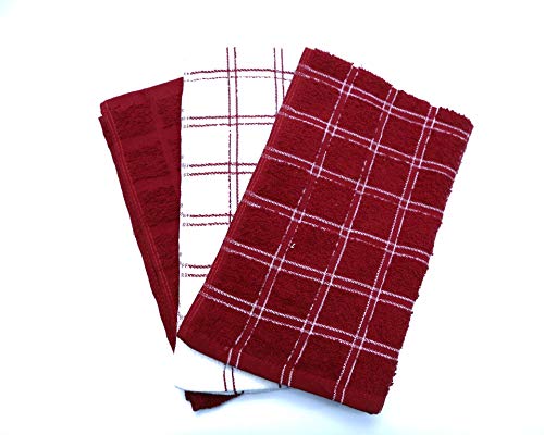 Home Labels Classic Kitchen Towel 12 Pack, 15 x 25 Inches, 100% Ring Spun Cotton Super Soft and Absorbent Linen Dish Towels, Tea Bar Set (Red)