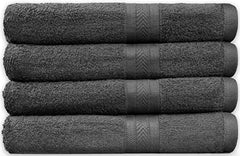 Home labels Premium Bath Towels 4 Pack Set, - 27 x 54 Inches, 100% Ring Spun Cotton 500GSM, Highly Absorbent Quick Drying Towels, Perfect for Daily Use (Grey)