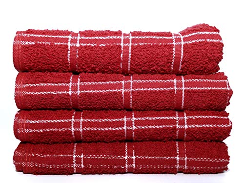 Home Labels Classic Kitchen Towel 12 Pack, 15 x 25 Inches, 100% Ring Spun Cotton Super Soft and Absorbent Linen Dish Towels, Tea Bar Set (Red)