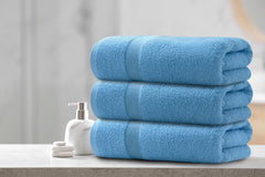 Home Labels Cotton Soft Spa Bath Towels, Ultra Soft Bath Towel, Home Gym Spa Hotel, Ideal for Daily use Highly Absorbent Hotel spa Bathroom Towel Collection | 24x48 Inch | Pack of 6 Blue