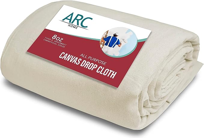 ARC Drop Cloth for Painting Pack of 1 - 6 x 9 Feet, Pure Cotton Odorless Painters Drop Cloth for Painting, Furniture & Floor Protection All Purpose Thick Canvas tarp