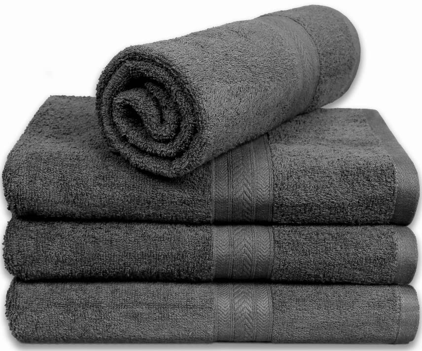 Home labels Premium Bath Towels 4 Pack Set, - 27 x 54 Inches, 100% Ring Spun Cotton 500GSM, Highly Absorbent Quick Drying Towels, Perfect for Daily Use (Grey)
