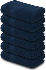 Home Labels Cotton Soft Spa Bath Towels, Ultra Soft Bath Towel, Home Gym Spa Hotel, Ideal for Daily use Highly Absorbent Hotel spa Bathroom Towel Collection | 24x48 Inch | Pack of 6 Navy Blue