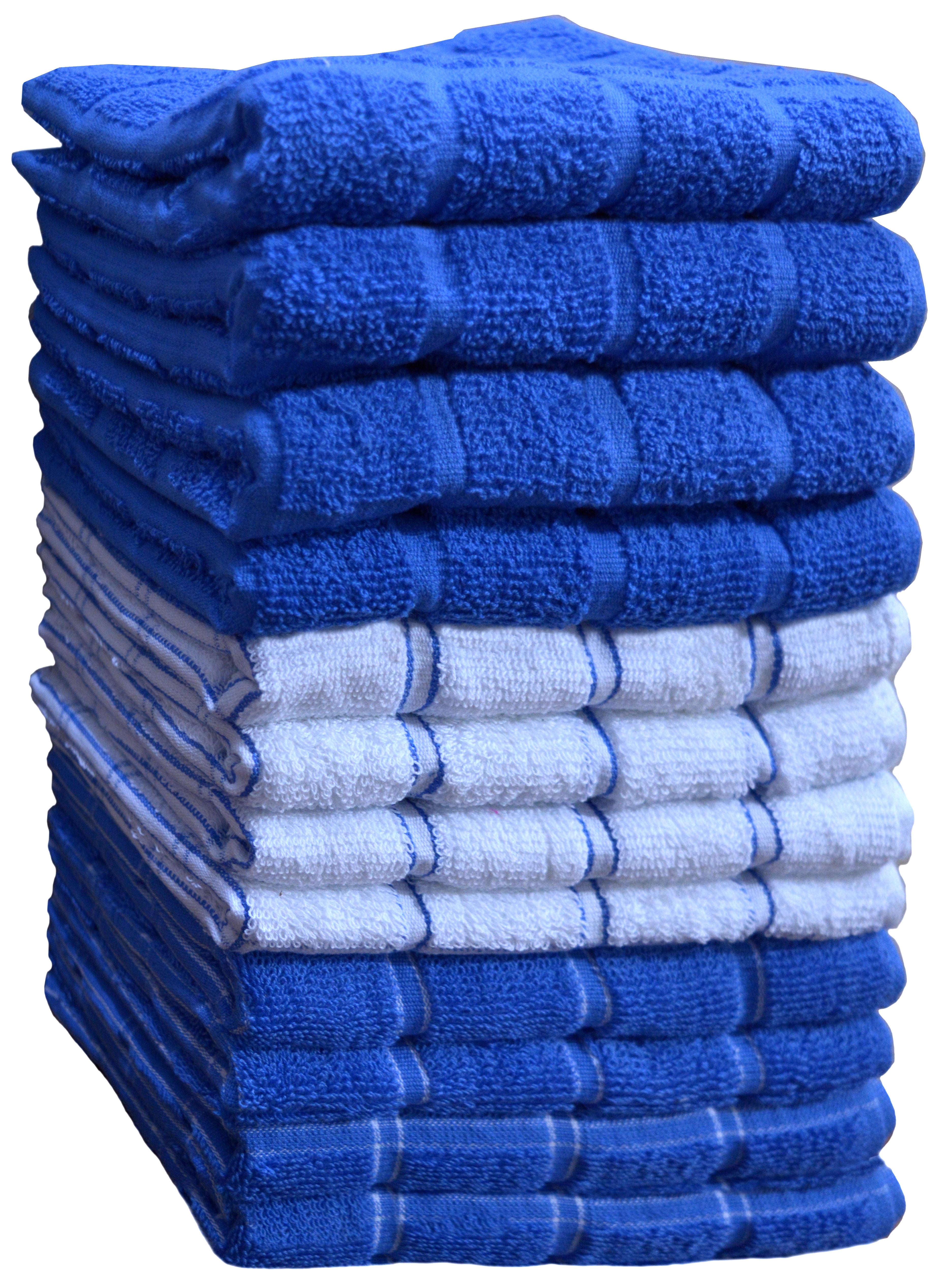 Home Labels Classic Kitchen Towel 12 Pack, 15 x 25 Inches, 100% Ring Spun Cotton Super Soft and Absorbent Linen Dish Towels, Tea Bar Set (Blue)