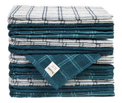 Home Labels Classic Kitchen Towel 12 Pack, 15 x 25 Inches, 100% Ring Spun Cotton Super Soft and Absorbent Linen Dish Towels, Tea Bar Set (Turquoise)