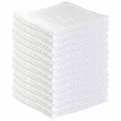 Home Labels Kitchen Bar Mops Towels, Pack of 12 Towels - 16 x 19 Inches, 100% Cotton Super Absorbent White Bar Towels, Multi-Purpose Cleaning Towels for Home and Kitchen Bars